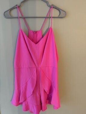 DO+BE Bright Pink Satin Dress with Spaghetti Straps